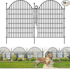 Decorative Metal Garden Fence with Gate Lock 10 Panels, 40in (H) x 23.6ft (L) No Dig Dog Fence Outdoor for Yard, Temporary Rustproof Metal Wire Rabbit Dog Garden Border Fencing for Patio