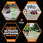 Xpose Safety 28” Lime Green Traffic Cone Dual 6" & 4" Reflective Collar – 48 Pack Multipurpose Premium PVC Safety Cone for Parking, Caution, Construction, Road Crews, Emergency Vehicle - DOT Approved