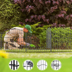 Decorative Garden Fence 6 Panels 12ft (L)×24in (H) No Dig Animal Barrier Fencing with 5 Panels + 1 Gate, Metal Garden Fences Rustproof Wire Border Temporary Dog Fence for Patio Outdoor Yard Lawn