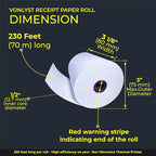 Receipt Paper Roll 3 1/8 x 230 for Square Register and Square POS System connected to Star Micronics Thermal Printer (Pack 24 rolls)