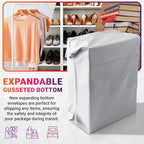 ABC PACK & SUPPLY White Gusseted Poly Mailers, 11 x 13 x 4 Inch. Pack of 100 Expansion Poly Mailers Bags. Shipping Envelopes for Clothing, 2.5 Mil. Plastic Shipping Bags Self Seal. Mailing Packages