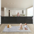 180" Extra Wide Retractable Baby Gates for Large Openings, 42" Extra Tall with Support Rods, Prevent Crawling, Mesh Dog/Pet Gate for Stairs/Doorways, Indoor/Outdoor Use
