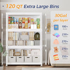 90Gal Plastic Stackable Storage Bins with Lid, 360Qt Collapsible Closet Organizer and Storage, Folding Storage Box with Wheels and Clear Doors for Home Kitchen Office Dorm Room, 3Pack White