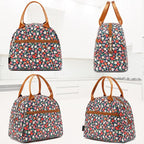 FlowFly Insulated Lunch Cooler Bag - Tote Bag Organizer for Women/Men, Floral#Red