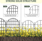 12 Panels Garden Fence, 13.8 ft(L) x 17 in(H) Arched No Dig Fence, Decorative Animal Barrier Fencing with Ground Stake, Rustproof Metal Garden Edging Border for Dog, Rabbit, Outdoor Yard Patio Decor