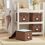 Huolewa Upgrade Portable File Organizer Box with Lid,Large Linen Hanging Office Document Storage Box with Lid,Collapsible Filing&Storage Box for Office/Decor/Home-14.9x12.7x10.8in,1pk-without folders