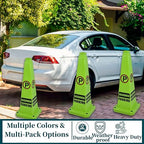 BESEA Reserved Parking Cone 3 Pack, 28" No Parking Sign Cone with Weighted Base, Green 4-Sided “ Reserved Parking” Warning Cone for Driveways Business Parking Lots Garages Indoor/Outdoor