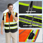 BeautyWill Custom Logo Safety Vest Class 2 High Visibility Reflective Vest for Men - Personalized Logo Team Vest