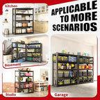 63" H Heavy Duty Garage Shelving, Metal Storage Shelves, Adjustable 5 Tier Metal Shelving Unit, Industrial Utility Rack for Garage, Warehouse, Workshop, 16" D×31.5" W×63" H, Black