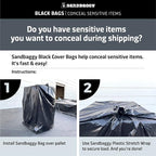 Sandbaggy Black Pallet Covers | Made in USA | Tarp Fits Large Pallets Up to 55" x 55" x 75" | Built w/ 6 Months UV Protection | Heavy Duty 1.5 Mil Thick Plastic (Pack of 25, 1.5 Mil Thick)
