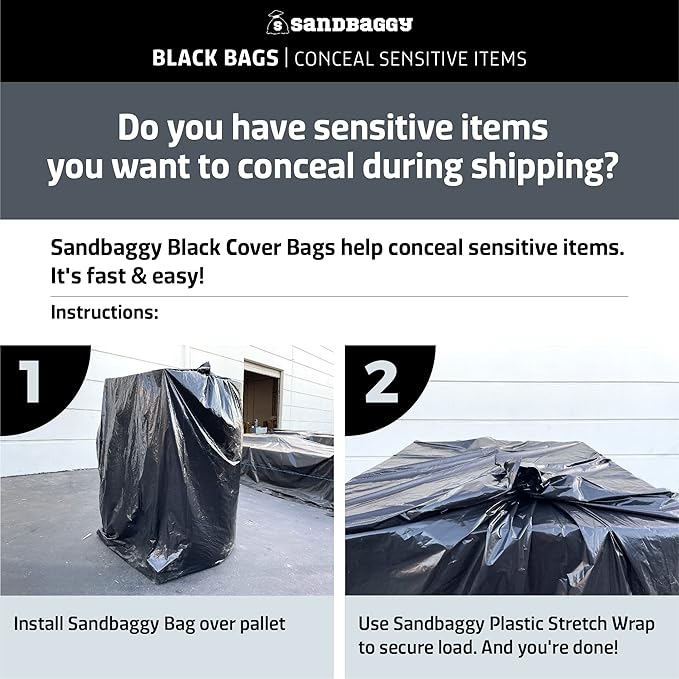 Sandbaggy Black Pallet Covers | Made in USA | Tarp Fits Large Pallets Up to 55" x 55" x 75" | Built w/ 1 Year UV Protection | Heavy Duty 3 Mil Thick Plastic (Pack of 100, 3 Mil Thick)