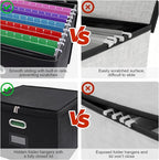 8 Pack Large File Organizer Boxes with Lids, Document Organizer Box with Mesh Pockets & Zippers for Letter/Legal Size Folders, Collapsible File Storage Box (Black, Without Folders)
