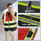 BeautyWill Custom Logo Safety Vest Class2 High Visibility Reflective Vest Breathable Construction Vest
