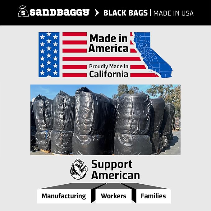 Sandbaggy Black Pallet Covers | Made in USA | Tarp Fits Large Pallets Up to 55" x 55" x 75" | Built w/ 6 Months UV Protection | Heavy Duty 1.5 Mil Thick Plastic (Pack of 100, 1.5 Mil Thick)