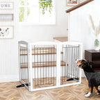 Dog Fence Indoor - 6-Panel Freestanding Dog Gate for Doorways, Hallways, House or Stairs -120x32-Inch Retractable Foldable Expandable Wood Pet by SFJC (White)