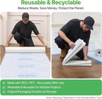39"x100' Heavy-Duty Floor Protection | Construction Grade Carpet Protector | Drop Cloth Plastic Film for Hardwood Floors | Waterproof Painters Covering with No Residue(Ice Blue)