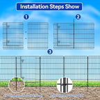 INJOPEXI Decorative Garden Fence 12 Panels 26ft (L)×36in (H) Garden Fences Outdoor with 11 Panels + 1 Gate, Animal Barrier Rabbit Fencing Rustproof Metal Wire Temporary Dog Fence for Yard Lawn Park