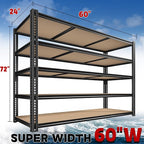 3500LBS Garage Shelving 60" W Metal Shelving 72" H Storage Shelves Heavy Duty 5 Tier Adjustable Shelving Unit for Storage Rack Pantry Shelf Commercial,60" W x 24" D x 72" H,2PC