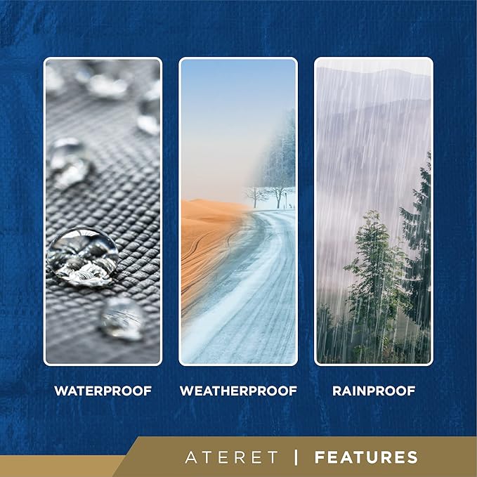ATERET Multi-Purpose Blue Tarp Cover I Waterproof, 5-Mil Thick Plastic Poly with Grommets Eyes for Secured Tie Down I Great Idea Use for Roof, Camping, Patio, Canopy, Boat, Tent & Camping (12' x 20')