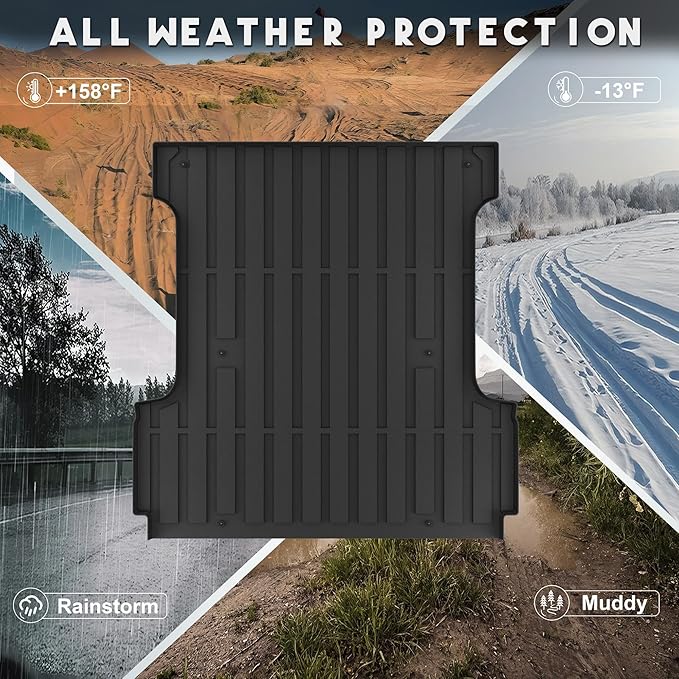 KARPAL Truck Bed Mat Fit 2015-2025 Ford F150 & Lightning 5.5FT Bed (Not Fit 6.5FT/8FT Bed) All Weather TPE Custom Fit F150 Accessories Pickup Cargo Mat