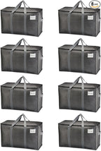 VENO 8 Pack Moving Bags and Large Christmas Storage Bins with lids. Alternative to Moving Boxes, Packing Supplies for College. Extra Large Heavy Duty Totes for Packaging (Dark Gray, 8 Pack)