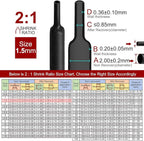 Chanzon 2:1 Ratio - 80Ft Roll - 1/16" (1.5mm) Heat Shrink Tubing 2:1(25M Total Length) Black Polyolefin Sleeving Wrap Shrinking 2 to 1 1pcs