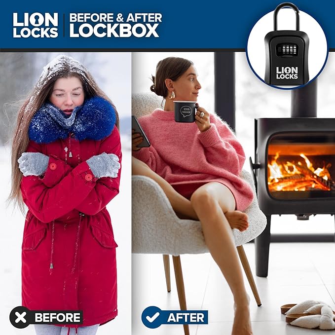 Lion Locks Lock Box for Keys, 6 Pack Black - Secure Key Safe Solution with Combination Lock for Homes, Real Estate, Businesses, Gyms, Schools