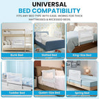 TotCraft FlexGuard Adjustable Length & Height Bed Rail for Toddlers – Fits Twin, Full, Queen & King Beds – 35.5″ or 59″ Two Fixed Lengths – 14 Height Levels – ASTM Certified Kids Safety Guard (White)