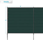 Patio 6' x 89' Outdoor Privacy Screen Freestanding Temporary Fence Panels Net Cover with Metal Poles for Outside Backyard Pool Garden Air Conditioner Fencing, Green