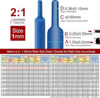 Chanzon 2:1 Ratio 1/24" (1mm) Heat Shrink Tubing 8Ft Roll (2.5M Total Length) Blue Polyolefin Sleeving Wrap Shrinking 2 to 1 1pcs