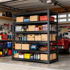 Storage Shelves, Garage Metal Shelving Unit, Adjustable, Double-Layer Column with Reinforced Ribs, Heavy-Duty, Capable of Bearing 600-3600 lbs (Black, 82 * 45 * 18, 6-Tier)