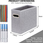 2 Packs Letter Size File Organizer, File Folders Organizer, Fabric Storage Box, Collapsible Paper Organizer with Metal Handle, Smooth PVC Rails, Only Box (Gray)