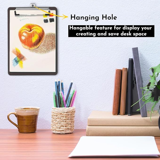 Clipboard with Pen Holder,Nursing Clipboard A4 Standard Letter Size,Plastic Clip Boards 8.5x11 Heavy Duty,Hanging Clipboards for Women Kids Students School Office Home,Black