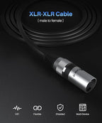 GEARit XLR Male to Female Microphone Cable (200 Feet, 1 Pack) 3-Pin Balanced Shielded Mixer, Recording Studio, Podcast - Black