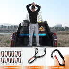 Heavy Duty Cargo Net for Pickup Truck Bed - 5' x 7' Stretches to 15' x 21' - Sturdy Latex Bungee Net Mesh - with 12 Metal Carabiners - Truck Bed Accessories for Dodge RAM, Ford, Chevy, Toyota