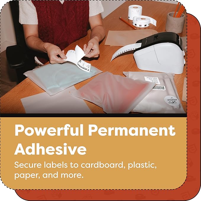 Aegis Adhesives - Compatible Labels Replacement for Brother DK-1201 (1.1" X 3.5”) Address & Barcode, Use with QL Label Printers - 12 Rolls + 1 Frame