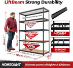 HOMEDANT 5 Tier Storage Shelves Adjustable Laminated Boltless Garage Metal Shelving Unit Heavy Duty Utility Rack Shelf Warehouse Pantry Closet Kitchen (4, (L) 48.1" W, Black)