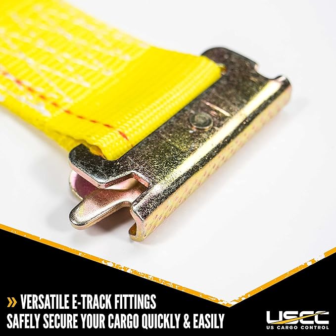 US Cargo Control E-Track Cam Buckle Straps (2-Pack), 2 Inch x 12 Foot E Track Straps with Cam Buckle and Spring E-Fittings, 2,500 LBS Break Strength, Easy-to-Use Tiedowns in Vans and Trailers