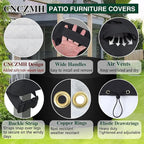 Heavy Duty Patio Furniture Covers Waterproof, 600D Round Outdoor Furniture Cover Waterproof for Sectional Sofa Couch, Outdoor Dining Table and Chair Set Covers 20"DIA x 23"H, Black