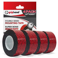 GripBond Black Super Bond Heavy Duty Double Sided Tape, 4 Rolls (18.3 Ft), 1.2” x 220” – Waterproof Adhesive Mounting Tape for Indoor/Outdoor, Walls, Automotive, Car, LED Strip Lights, Home, Office