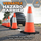 Xpose Safety 18 Inch Orange Traffic Cones with 6" Collar - 1 Pack Multipurpose PVC Plastic Safety Cone for Parking, Soccer, Caution, Kids and Construction - DOT Approved
