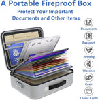 TIGERKING Fireproof Document Box Hard Shell, Fire Proof File Box for Documents with Combination Lock, File Safe Boxs Fireproof Waterproof with Handle, Durable Organizer for Home Office Storage - Grey