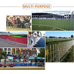 2 Pack 8.5 Ft Steel Crowd Control Heavy Duty Interlocking Steel Safety Barriers Barricade Fence Frame Guard for Events Road Traffic Control, Galvanized Silver