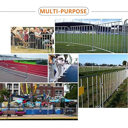 2 Pack 8.5 Ft Steel Crowd Control Heavy Duty Interlocking Steel Safety Barriers Barricade Fence Frame Guard for Events Road Traffic Control, Black