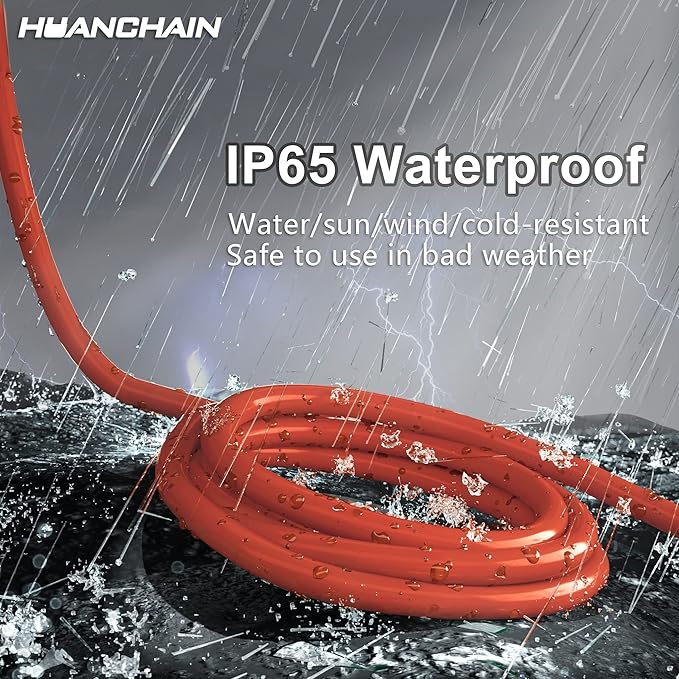 HUANCHAIN Indoor Outdoor Extension Cord 25 ft Waterproof, 16/3 Gauge Flexible Cold-Resistant Appliance Extension Cord Outside, 13A 1625W 16AWG SJTW, 3 Prong Electric Cable Orange, ETL