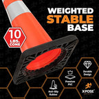 Xpose Safety 28 Inch Orange Slim Line Traffic Cones Heavy Duty 10lb 6" & 4" Collar - Bulk Half Pallet 150 Pack - Multipurpose PVC Plastic Safety Cone Parking, Caution & Construction - DOT Approved