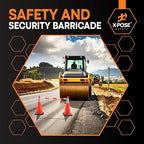 Retractable Barrier for Safety Traffic Cones - 2" OD - Large Yellow and Black Bar Barricade - for Road Construction, Parking, Warning, Temporary Security Divider (40, Orange & White, 53" x 84")