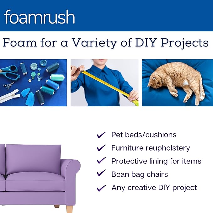 FoamRush 12" x 24" x 72" Gel Memory Foam Bench Cushion Replacement Medium Firm (Upholstery Foam, Seat Replacement, Upholstery Sheet, Foam Rubber Padding, Couch, Sofa Cushion, Mattress) Made in USA