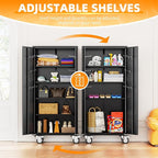 INTERGREAT Metal Storage Cabinet with Wheels, 72" Lockable Mobile Cabinets with Adjustable Shelves, Large Capacity Rolling Tall Cabinet with Casters for Home Office, Kitchen, Garage, School(Black)