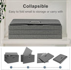 Medium 15" 21 Quart Collapsible Stackable Storage Bins with Lids, 3 Packs Grey Foldable Fabric Closet Boxes Heavy-duty Linen Cube Baskets Container for Bedroom Office (15 x 11 x 8)